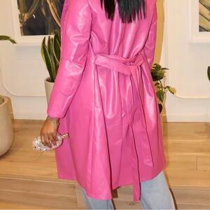 Pink Women's Trench Coat